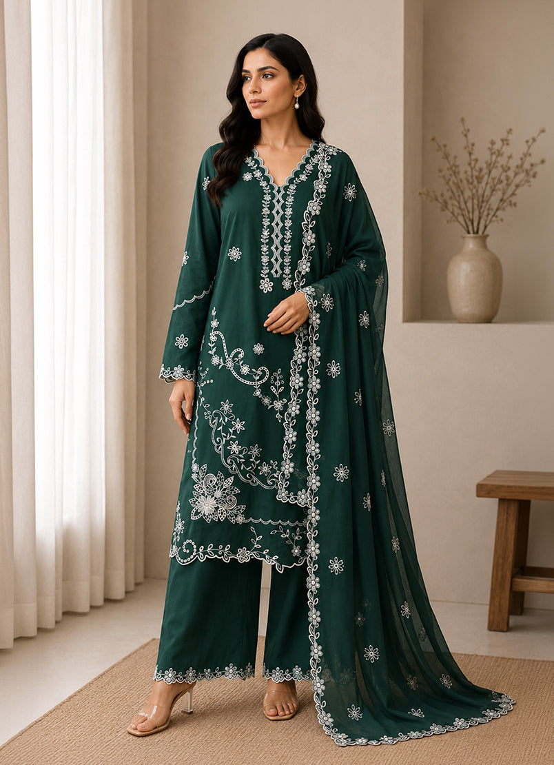 Embroidered 3 PC Suit