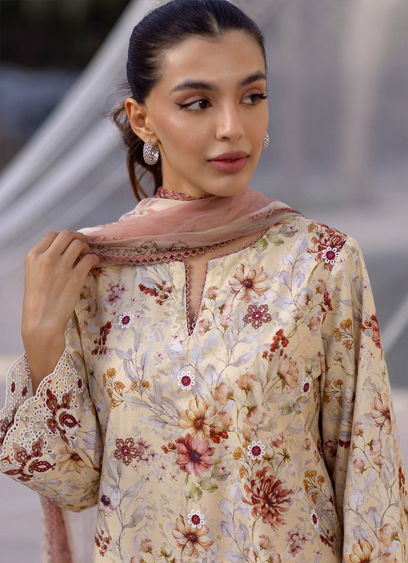3 PC Embroidered Printed Suit