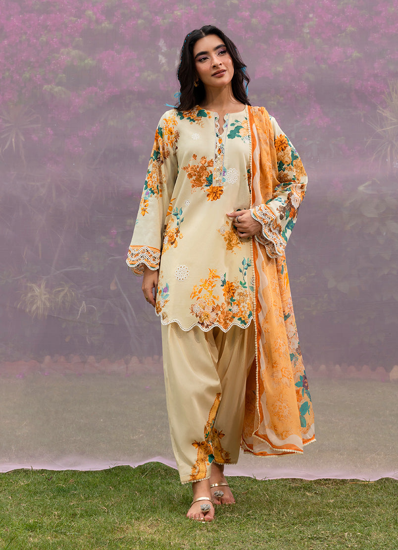 Printed Emb 3 PC Suit