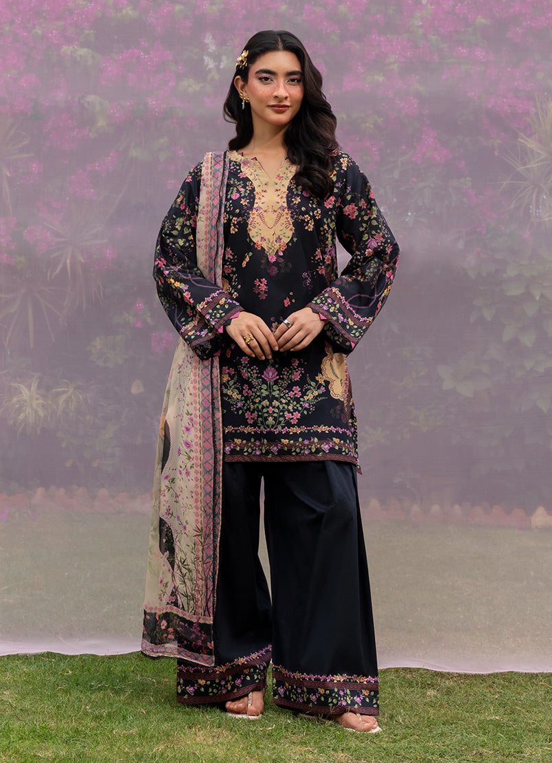 Solid Printed 3 PC Suit