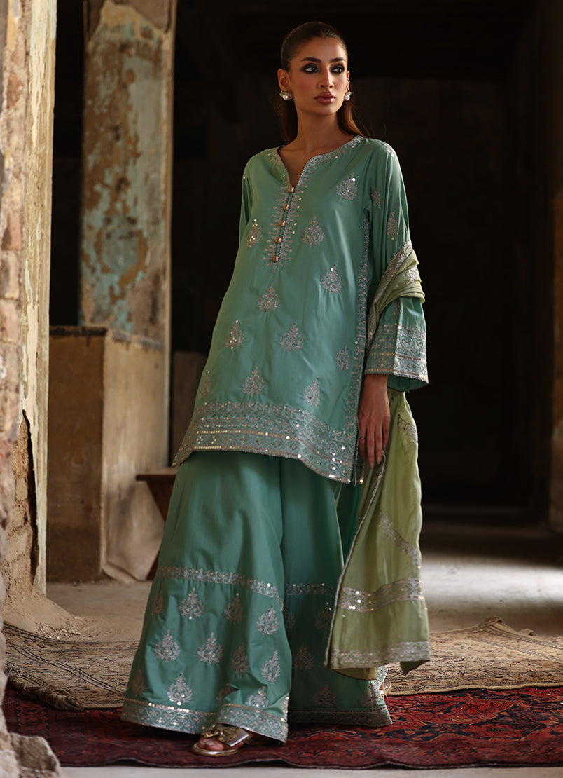 3 PC Amber Gharara Set