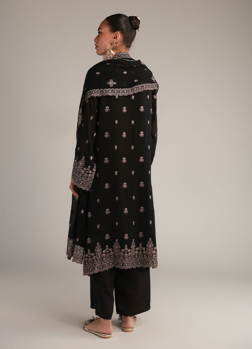 3 PC Chiffon Embroidered Suit