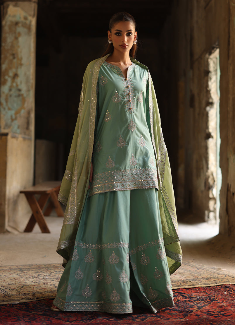 3 PC Amber Gharara Set
