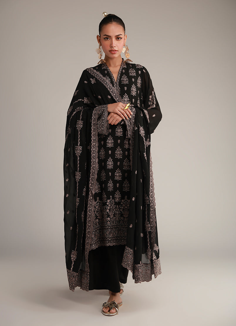 3 PC Chiffon Embroidered Suit