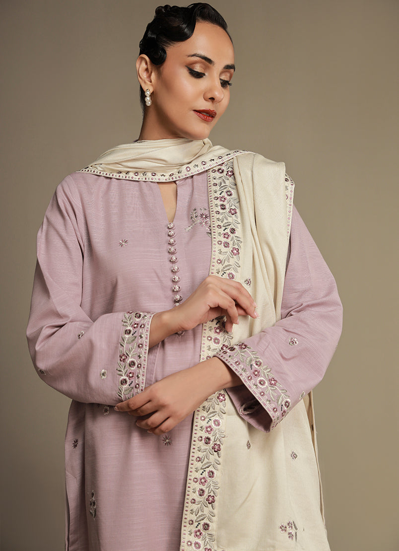 3 PC khaddar Embroidered Suit