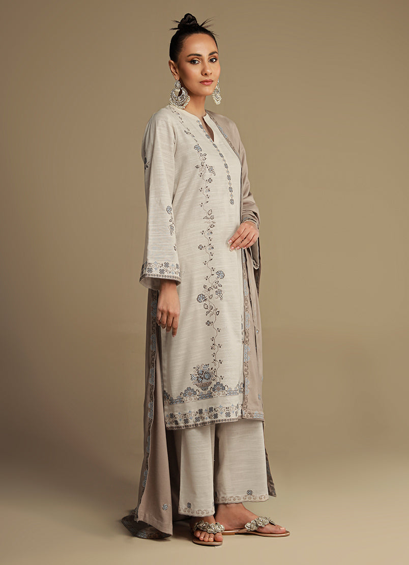 3 PC khaddar Embroidered Suit