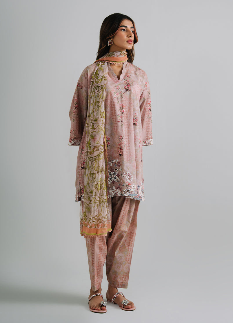 3 PC Embroidered Printed Suit