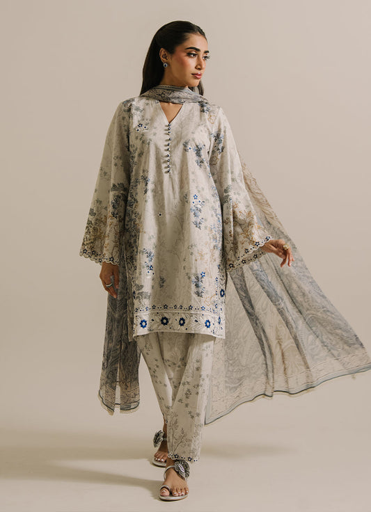 3 PC Printed Embroidered Suit