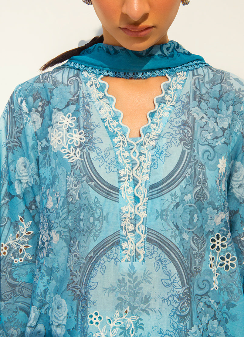 Printed Embroidered 3 PC Suit