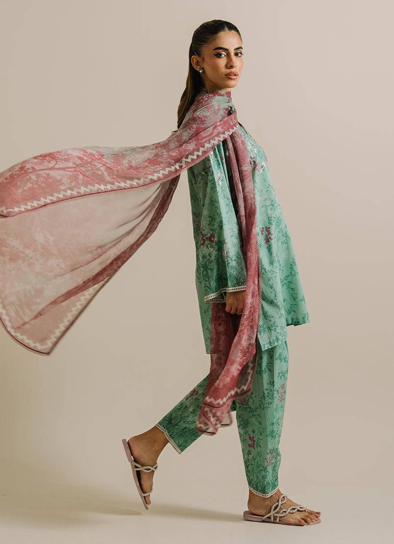 3 PC Printed Embroidered Suit