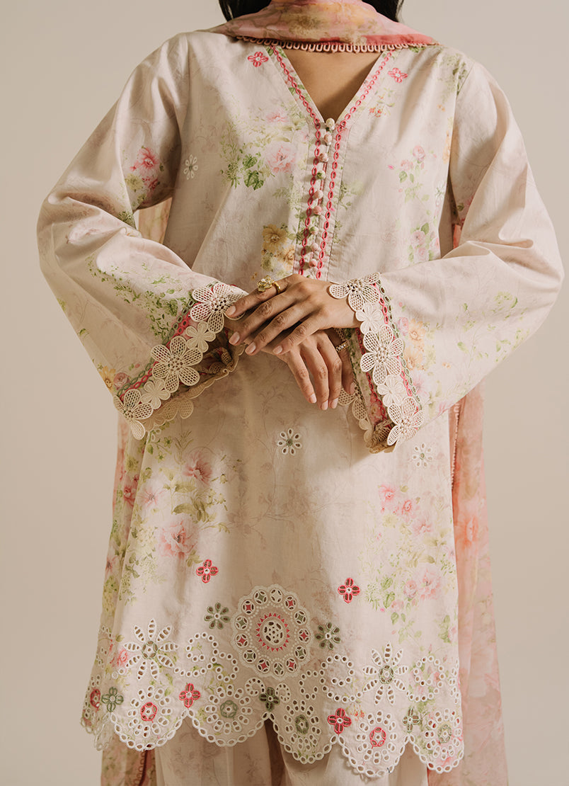 3 PC Printed Embroidered Suit