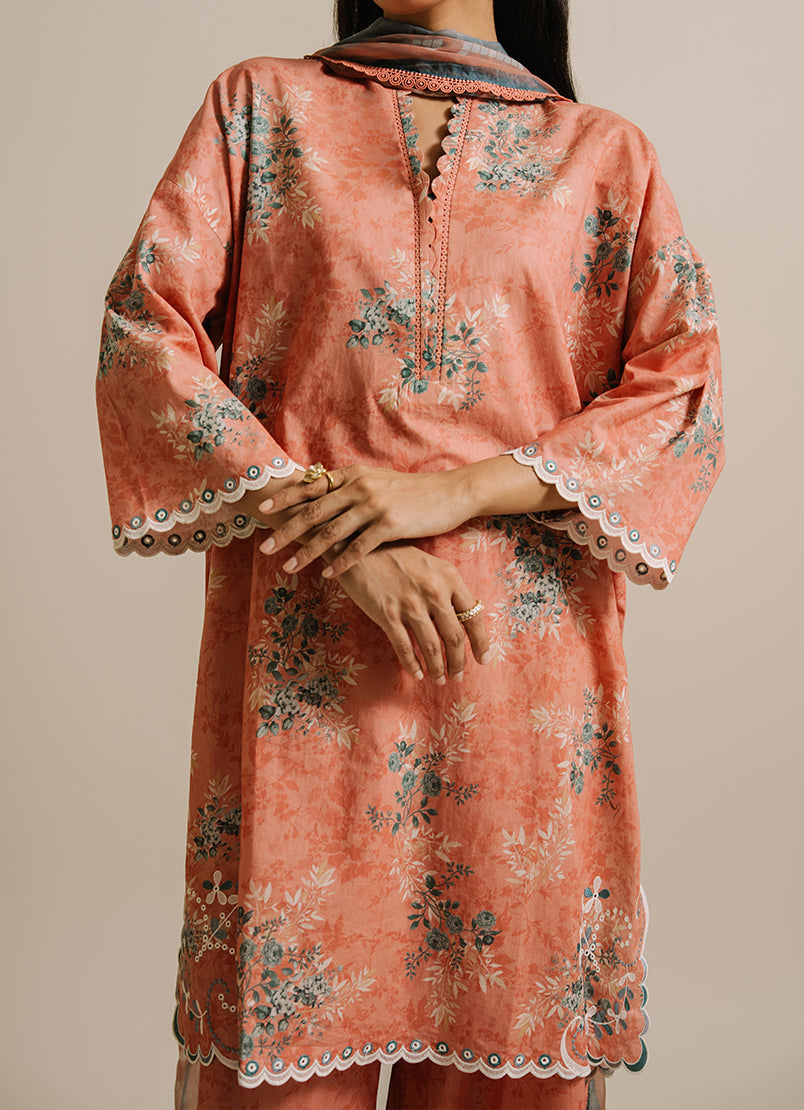 3 PC Printed Embroidered Suit