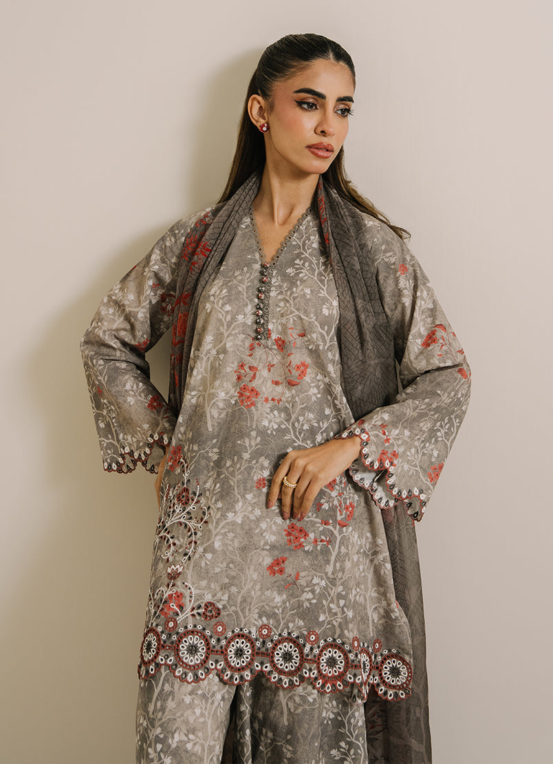 3 PC Printed Embroidered Suit