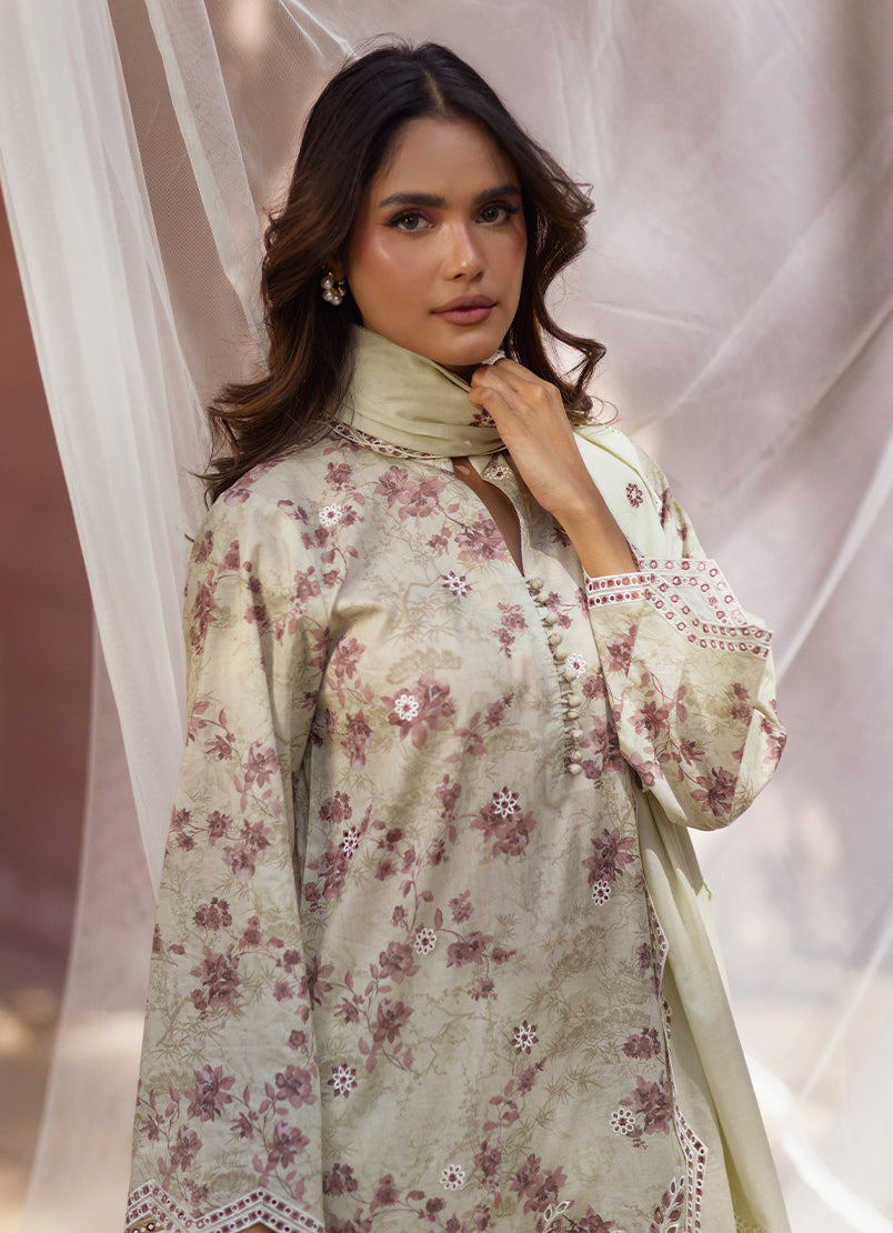 3 PC Embroidered Printed Suit