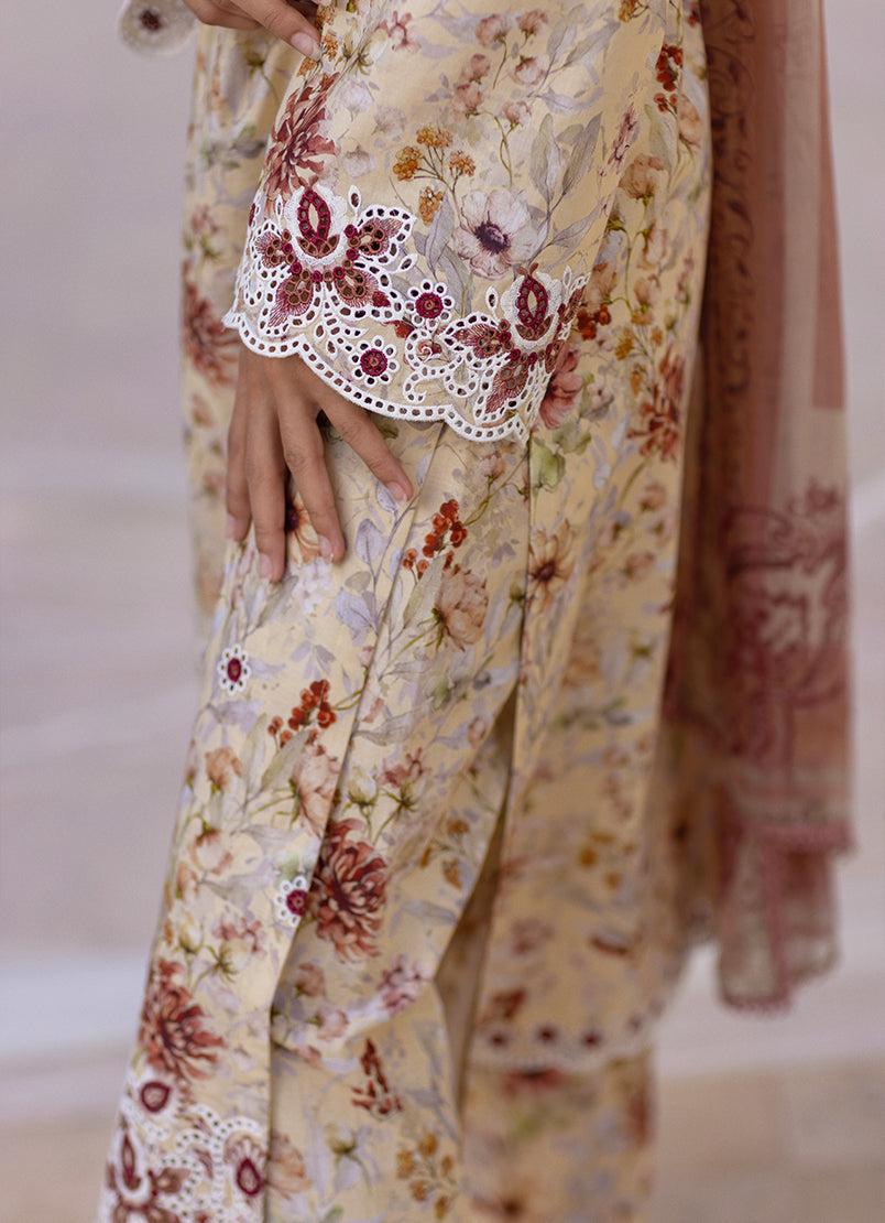 3 PC Embroidered Printed Suit