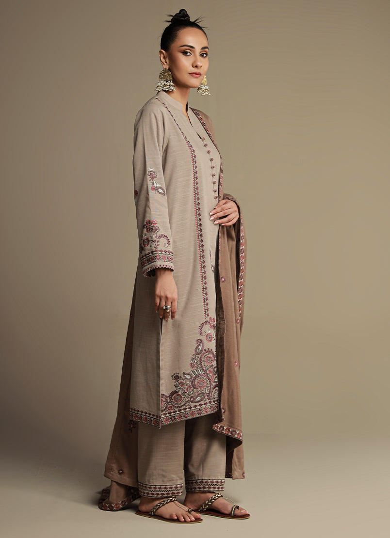 3 PC khaddar Embroidered Suit