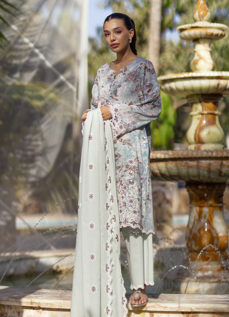 3 PC Embroidered Printed Suit