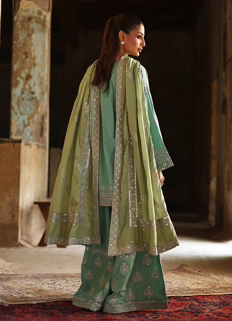 3 PC Amber Gharara Set