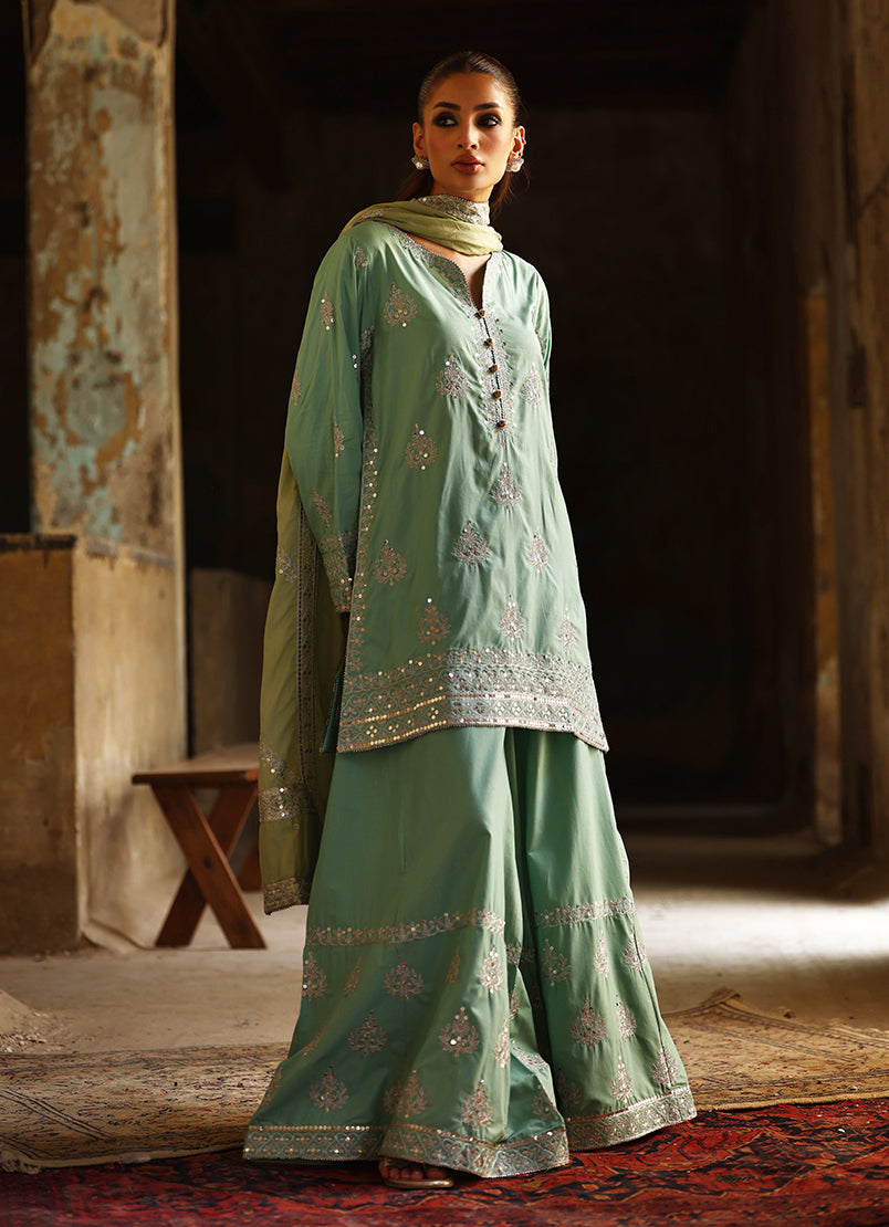 3 PC Amber Gharara Set