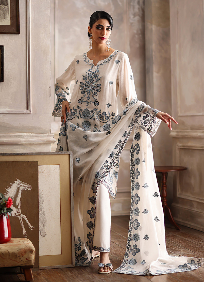 3PC Embroidered Suit