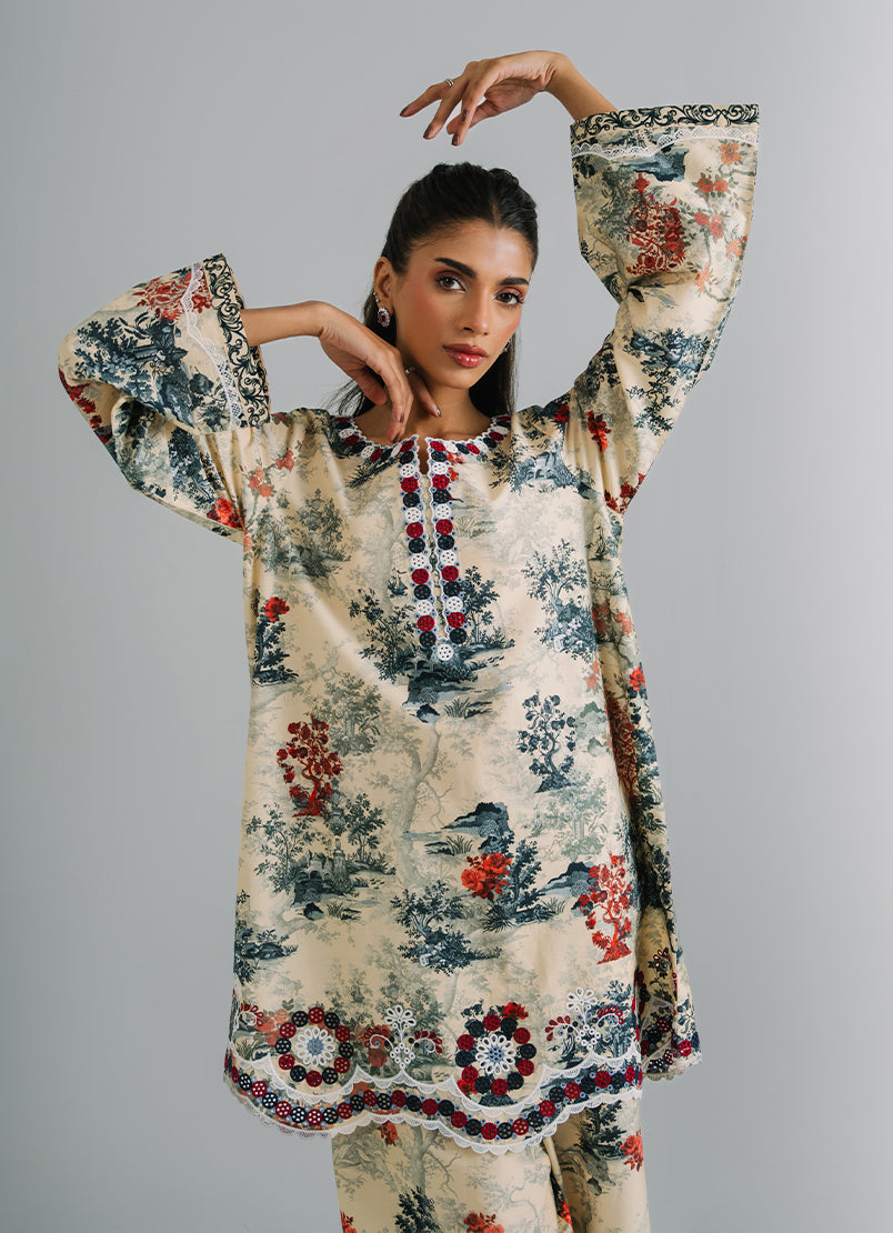 Printed Embroidered CO-ORD Set