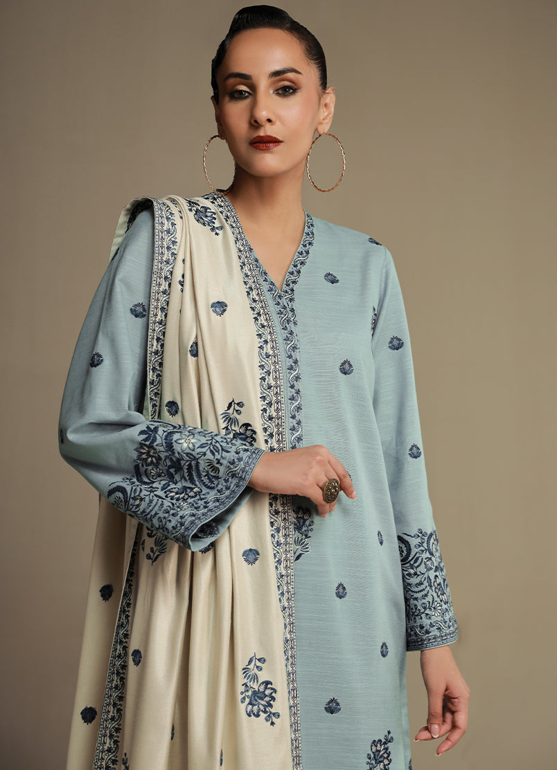 3 PC khaddar Embroidered Suit