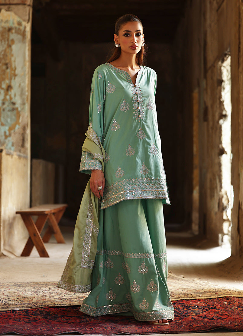 3 PC Amber Gharara Set