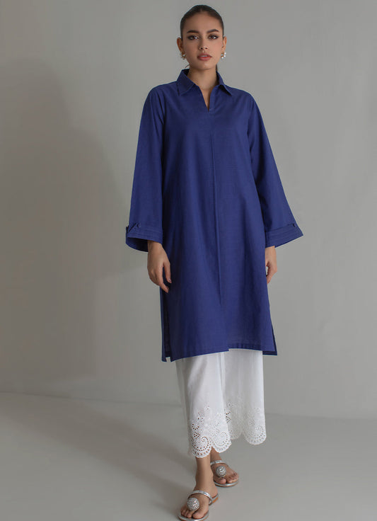 Navy Blue Solid Kurta