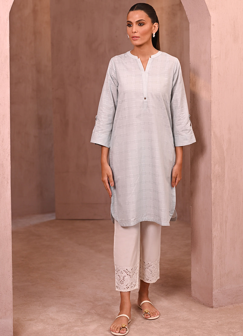 Light Grey Jacquard Kurta