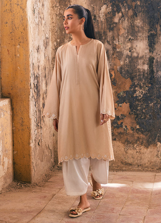 Beige Jacquard Kurta