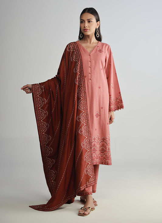 3 PC Khaddar Embroidered Suit