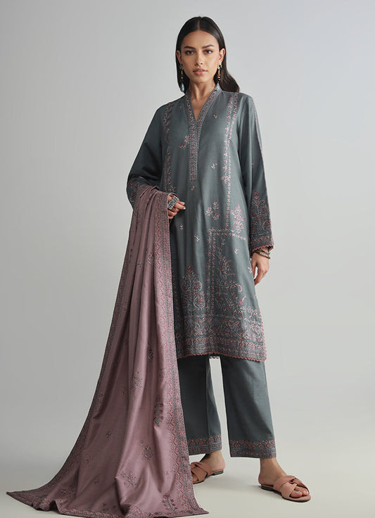 3 PC Khaddar Embroidered Suit