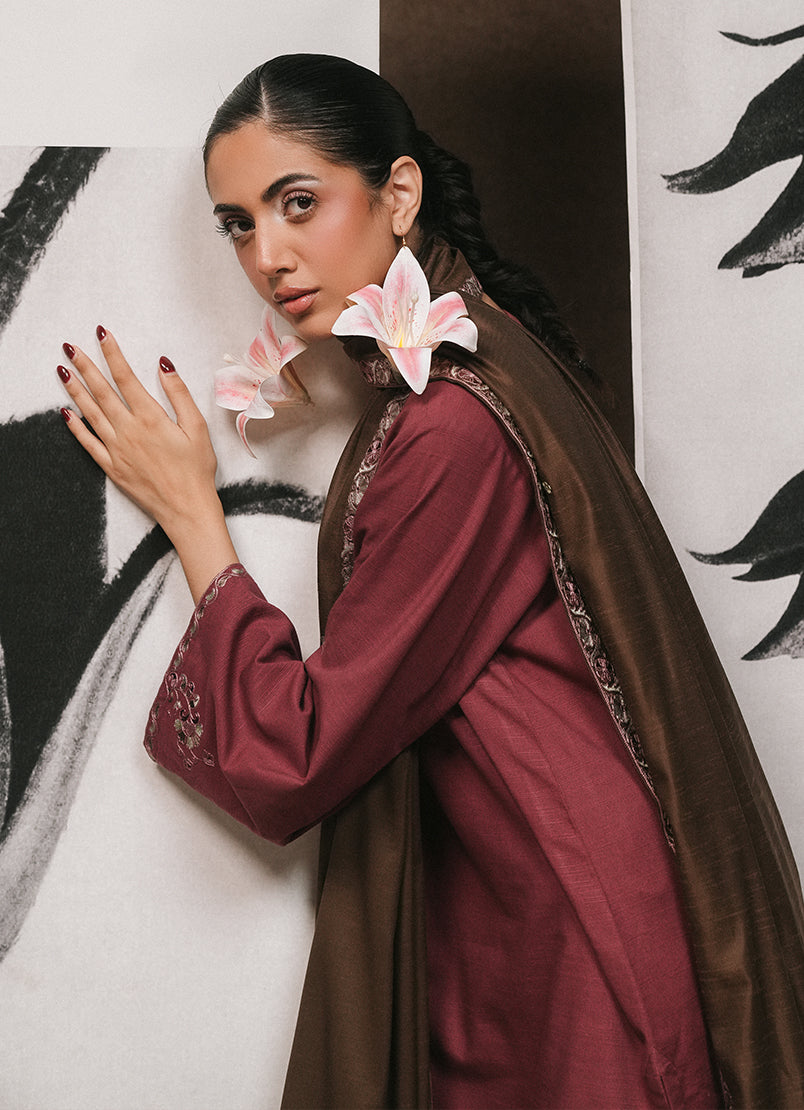 3 PC khaddar Embroidered Suit
