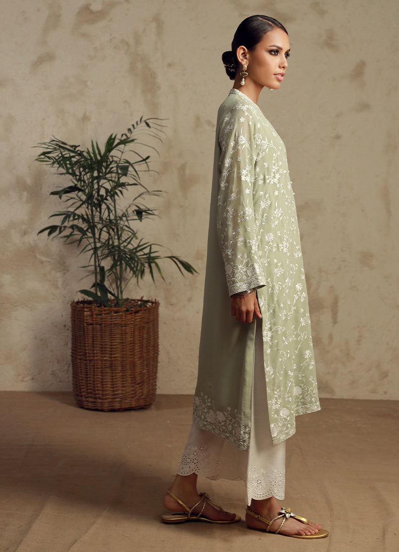 Chinese Chiffon Embroidered Shirt