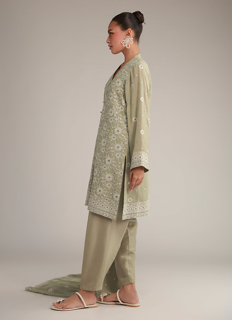 3 PC Chiffon Embroidered Suit