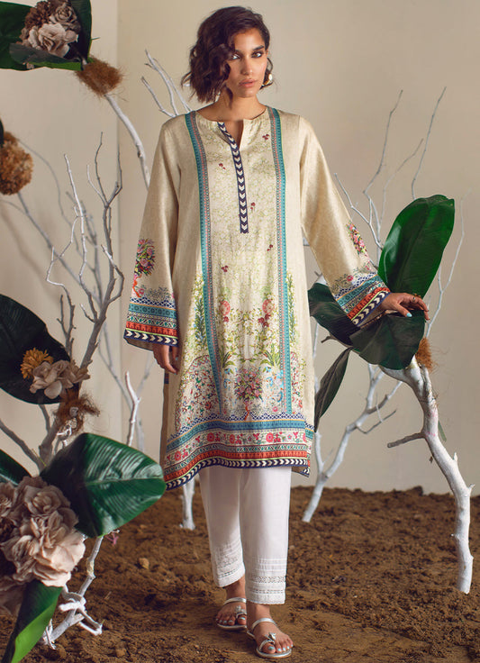 Printed Cotton Satin Kurta - Printed